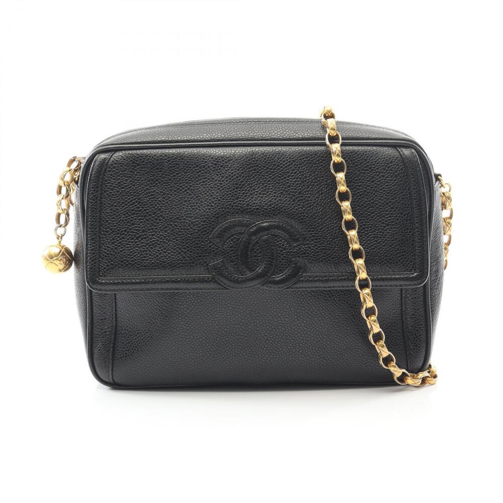 Chanel Coco Mark Shoulder Bag Leather Calfskin Cowhide Black
